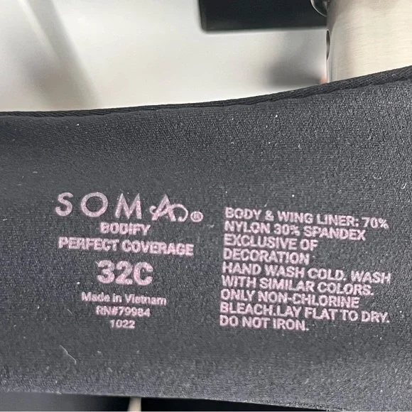SOMA Bodify Perfect Coverage Black Bra Sz 32C - Picture 5 of 5